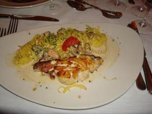 cod, linguini and sauce